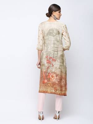 Off-white printed viscose rayon kurti 2