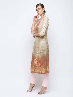 Off-white printed viscose rayon kurti 3