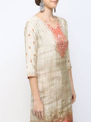 Off-white printed viscose rayon kurti 4