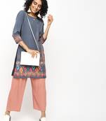 Green printed crepe kurti