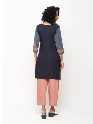 Green printed crepe kurti 2