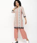 Beige printed crepe kurti