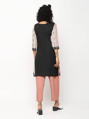 Beige printed crepe kurti 2