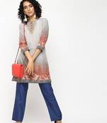 Grey printed crepe kurti