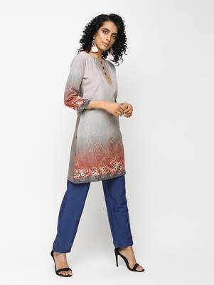 Grey printed crepe kurti 3