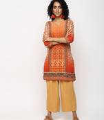 Orange printed crepe kurti