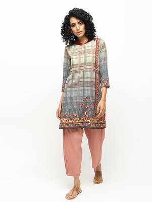 Multicolor printed crepe kurti 1