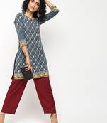 Blue printed crepe kurti