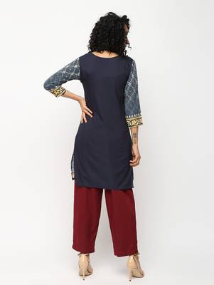 Blue printed crepe kurti 2