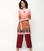 Peach printed crepe kurti