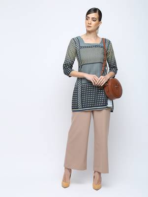 Multicolor printed rayon short kurti 1
