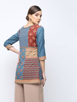 Multicolor printed rayon short kurti 2
