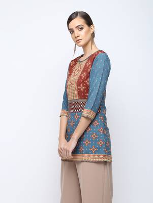Multicolor printed rayon short kurti 3