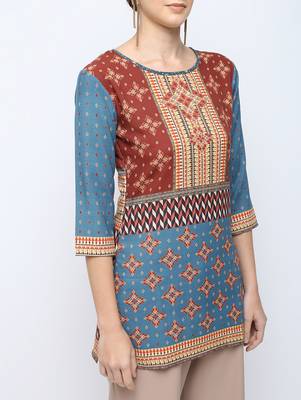 Multicolor printed rayon short kurti 4