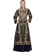 Black georgette embroidered zari work islamic-kaftans