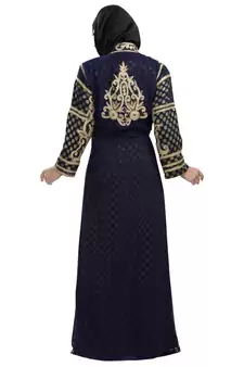 Black georgette embroidered zari work islamic-kaftans