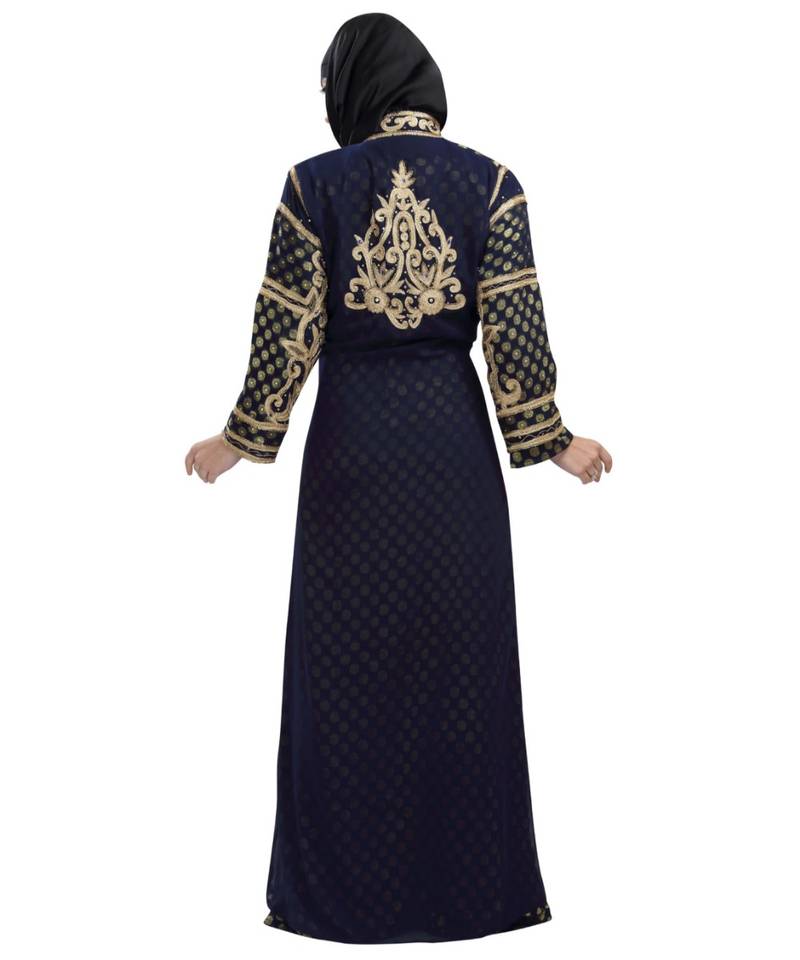Black georgette embroidered zari work islamic-kaftans