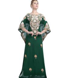 green georgette embroidered zari work islamic-kaftans