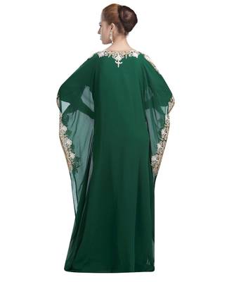 green georgette embroidered zari work islamic-kaftans 2