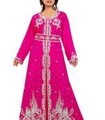 Pink Georgette Embroidered Zari Work Kaftan