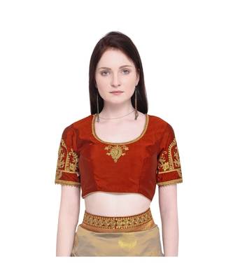 multicolor embroidered jacquard saree with blouse 5