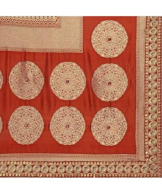 multicolor embroidered jacquard saree with blouse 6