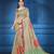 Cream woven tanjore silk saree with blouse