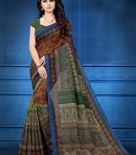 Multicolor woven tanjore silk saree with blouse