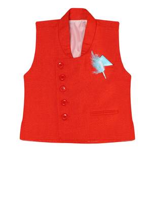 Orange plain jute boys nehru jacket 1