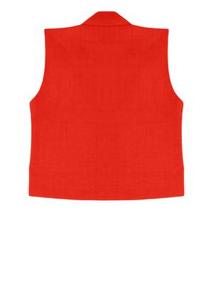 Orange plain jute boys nehru jacket 2