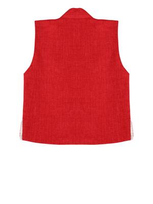 Red plain jute boys nehru jacket 3