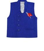 Blue plain jute boys nehru jacket