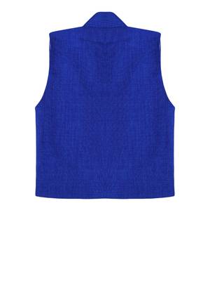 Blue plain jute boys nehru jacket 2