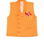 Yellow plain jute boys nehru jacket