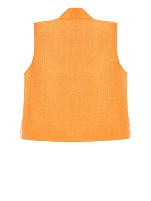 Yellow plain jute boys nehru jacket 3