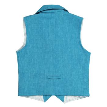 Blue plain jute boys nehru jacket 3