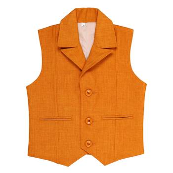 Orange plain jute boys nehru jacket 1