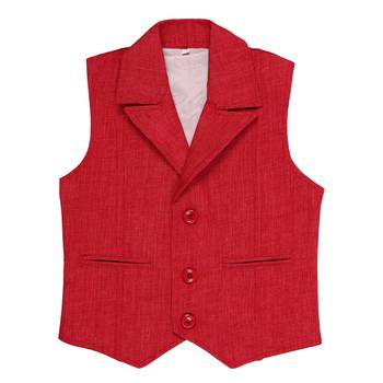 Red plain jute boys nehru jacket 1