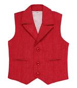 Red plain jute boys nehru jacket