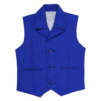Blue plain jute boys nehru jacket 1