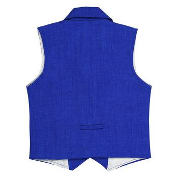 Blue plain jute boys nehru jacket 2