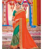 orange embroidered georgette saree with blouse