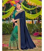 violet embroidered satin saree with blouse