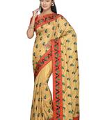 Gold Embroidered Art Silk Saree With Blouse
