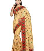 Gold Embroidered Art Silk Saree With Blouse