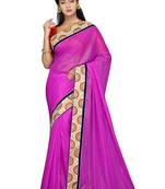 Purple Embroidered Shimmer Saree With Blouse