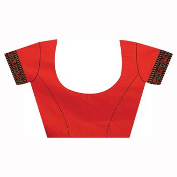 Red embroidered art silk saree with blouse 2