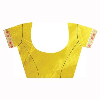 Yellow Embroidered Raw Silk Saree With Blouse 2