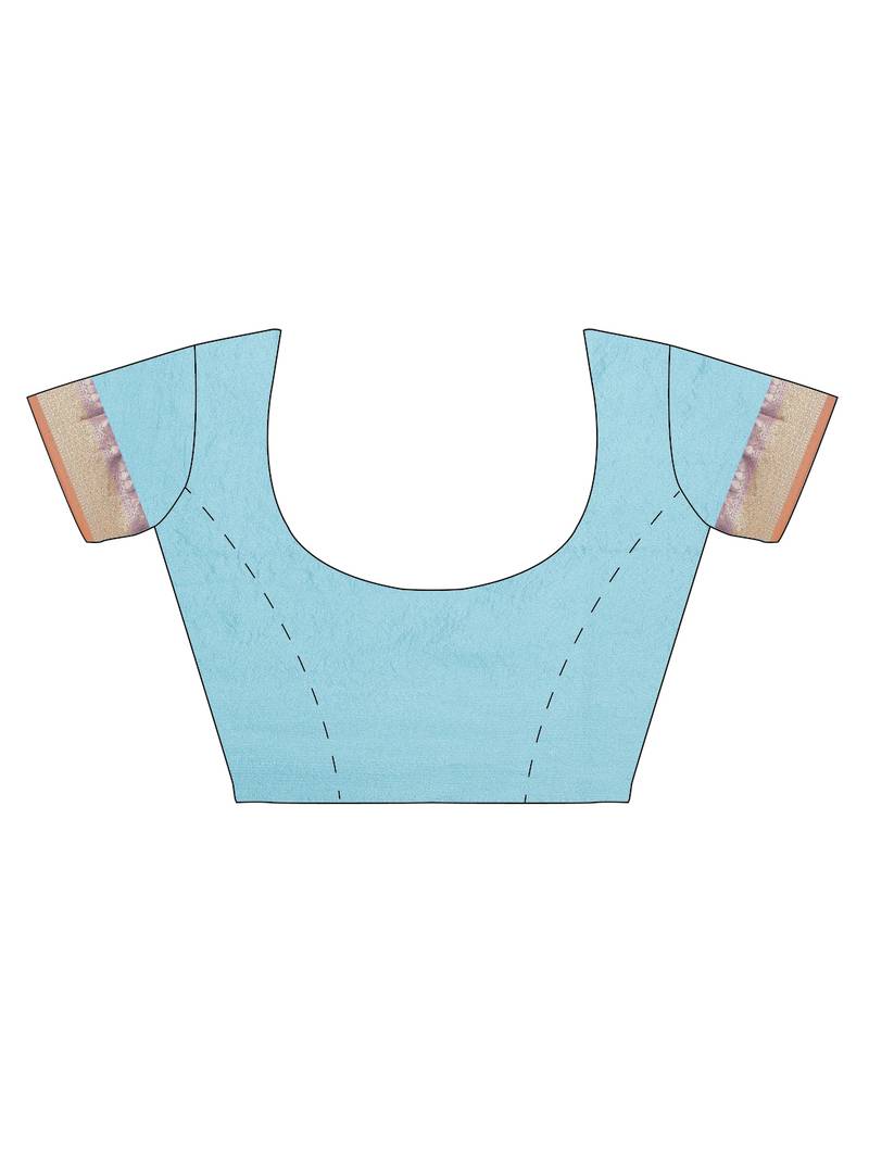 CLASSICATE fom the house of The Chennai Silks Women's Sky Blue Organza Saree With Blouse Piece