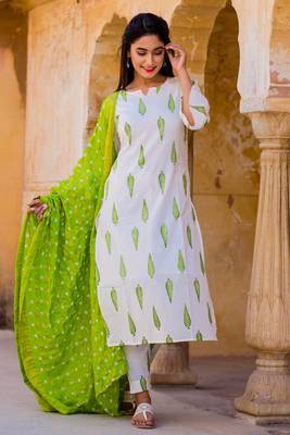 White Leaf Kurta Set 1